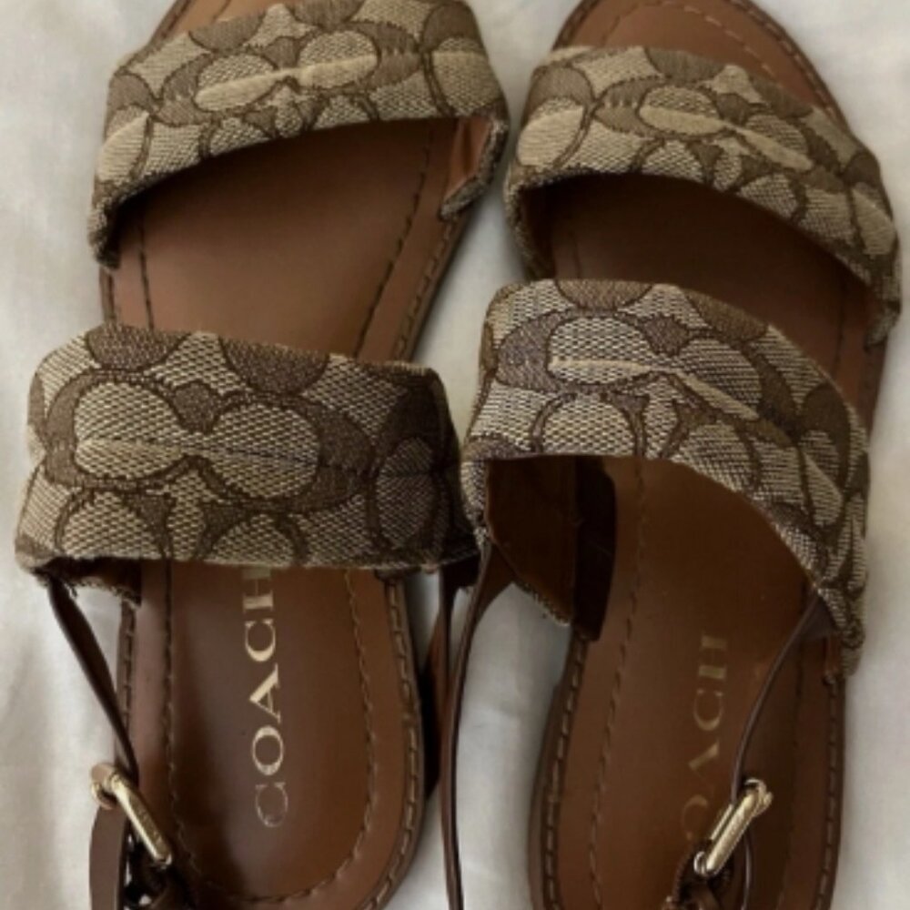 Coach Sandals Brown Logo Strappy Sandals Women 6
